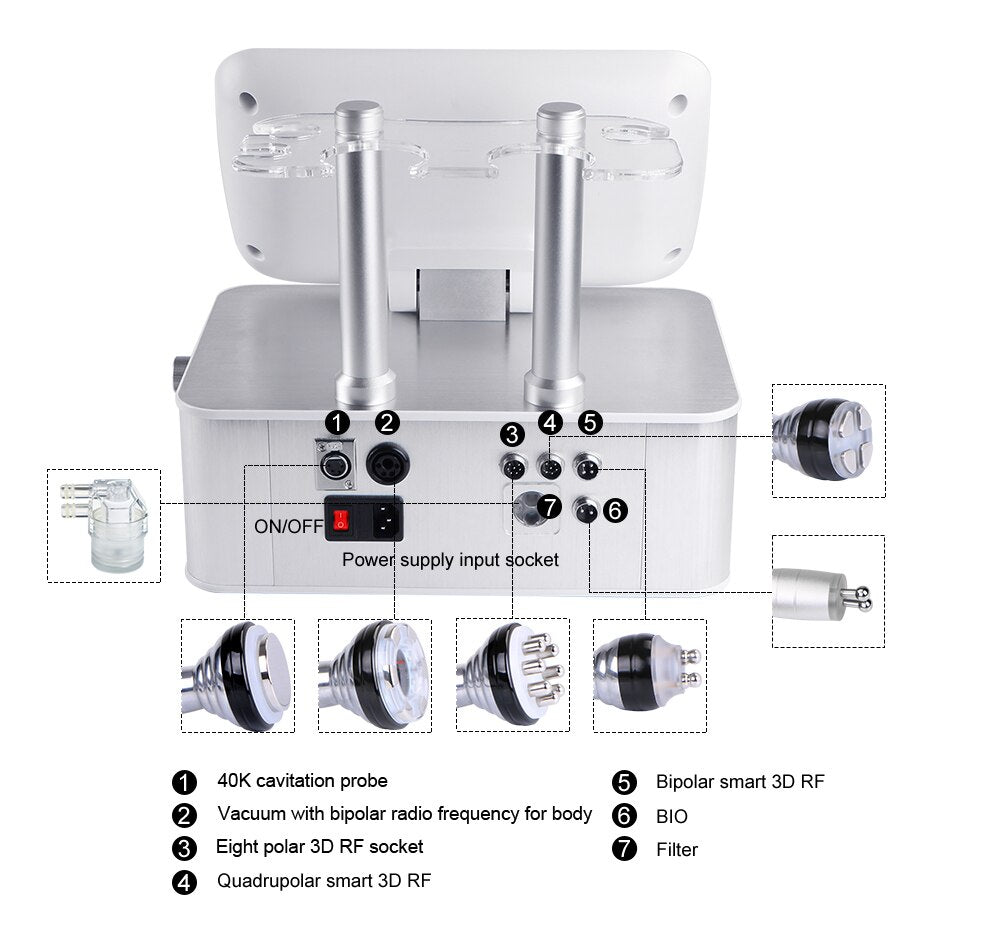 6 in 1 Unoisetion Cavitation Ultrasonic Vacuum RF Radio Frequency Skin Tightening Facial Lifting Cellulite Removal Machine