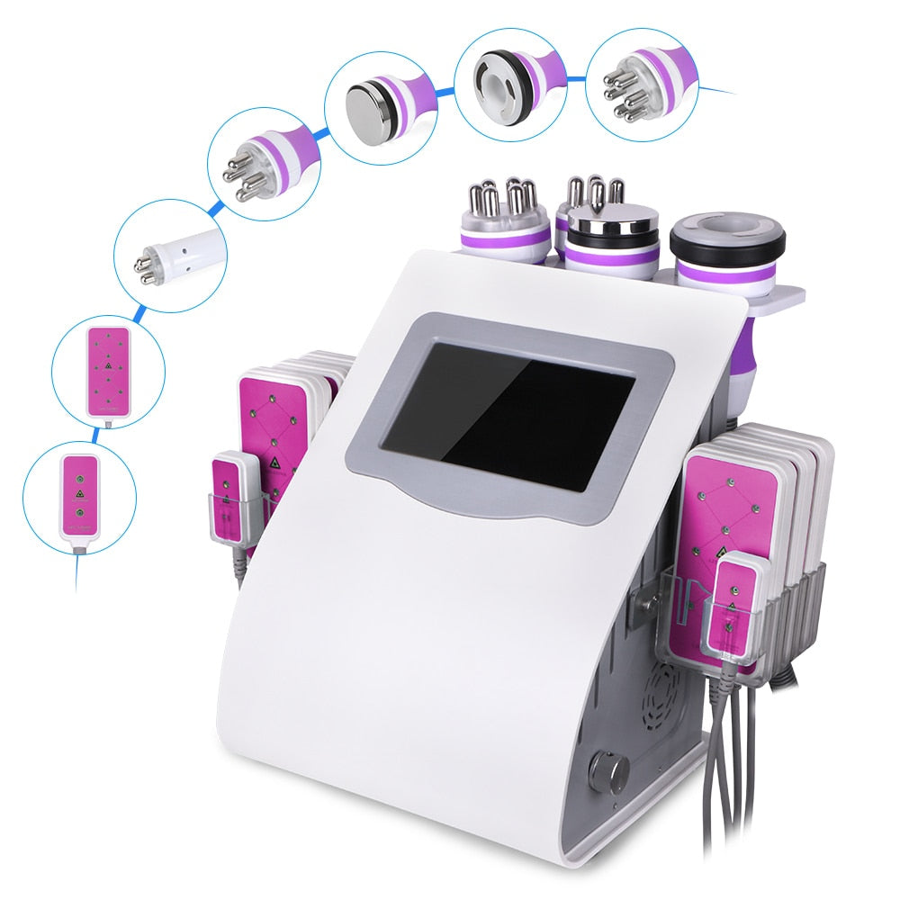 9 In 1 Ultrasound 40K Cavitation Vacuum Therapy Body Suction Slimming Micro-current Skin Care Face Lifting Beauty Machine 6 in 1