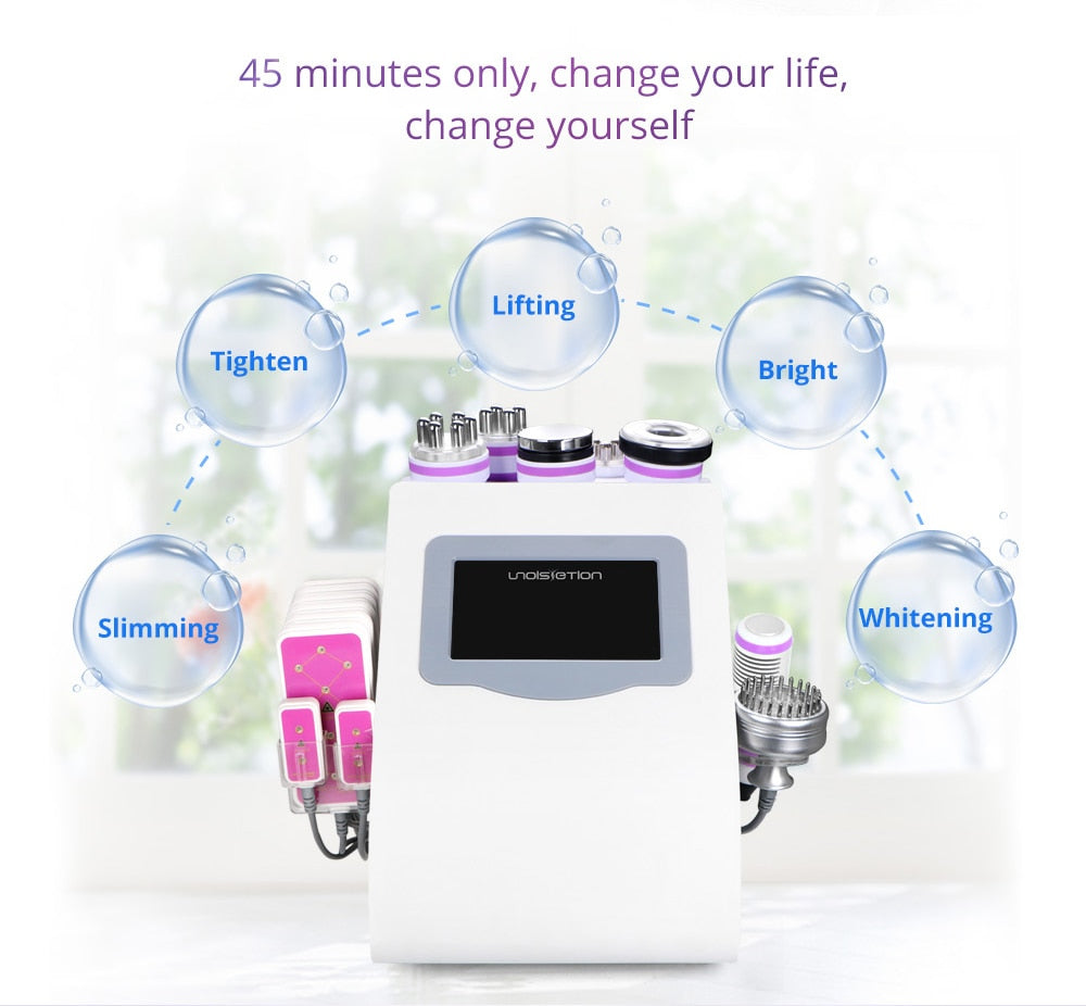 9 In 1 Ultrasound 40K Cavitation Vacuum Therapy Body Suction Slimming Micro-current Skin Care Face Lifting Beauty Machine 6 in 1